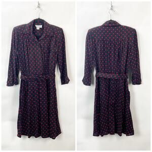 2/$30 2/$30 Vintage 90s S.L. Petites 8 Women Polka Dot Knee Length Shirtdress